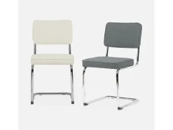 Silla cantilever con rizos texturizados, set de 2 blanco roto