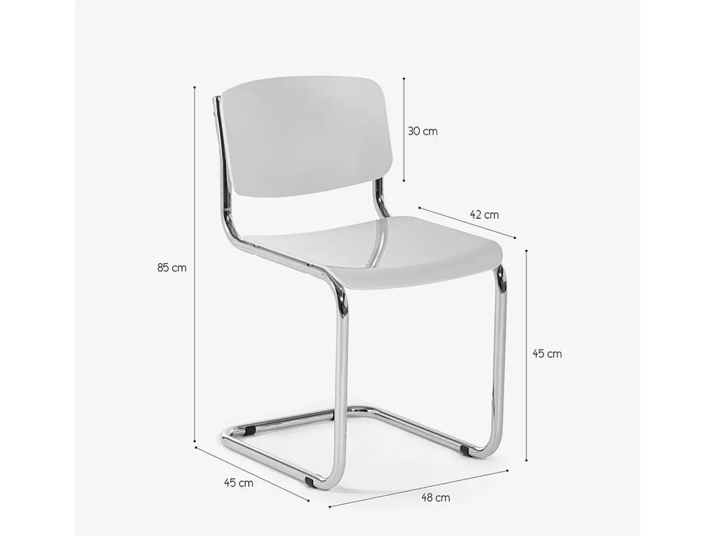 Silla cantilever para comedor, reuniones, oficina de diseño moderno Erys Light - Gris