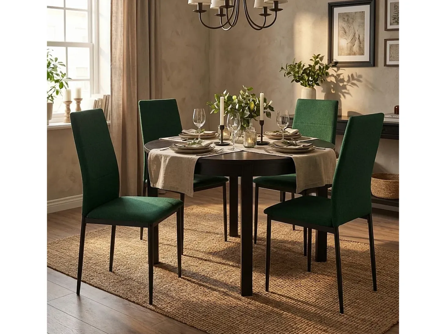 Silla comedor de tela cocina restaurante estilo moderno Gala - Verde oscuro