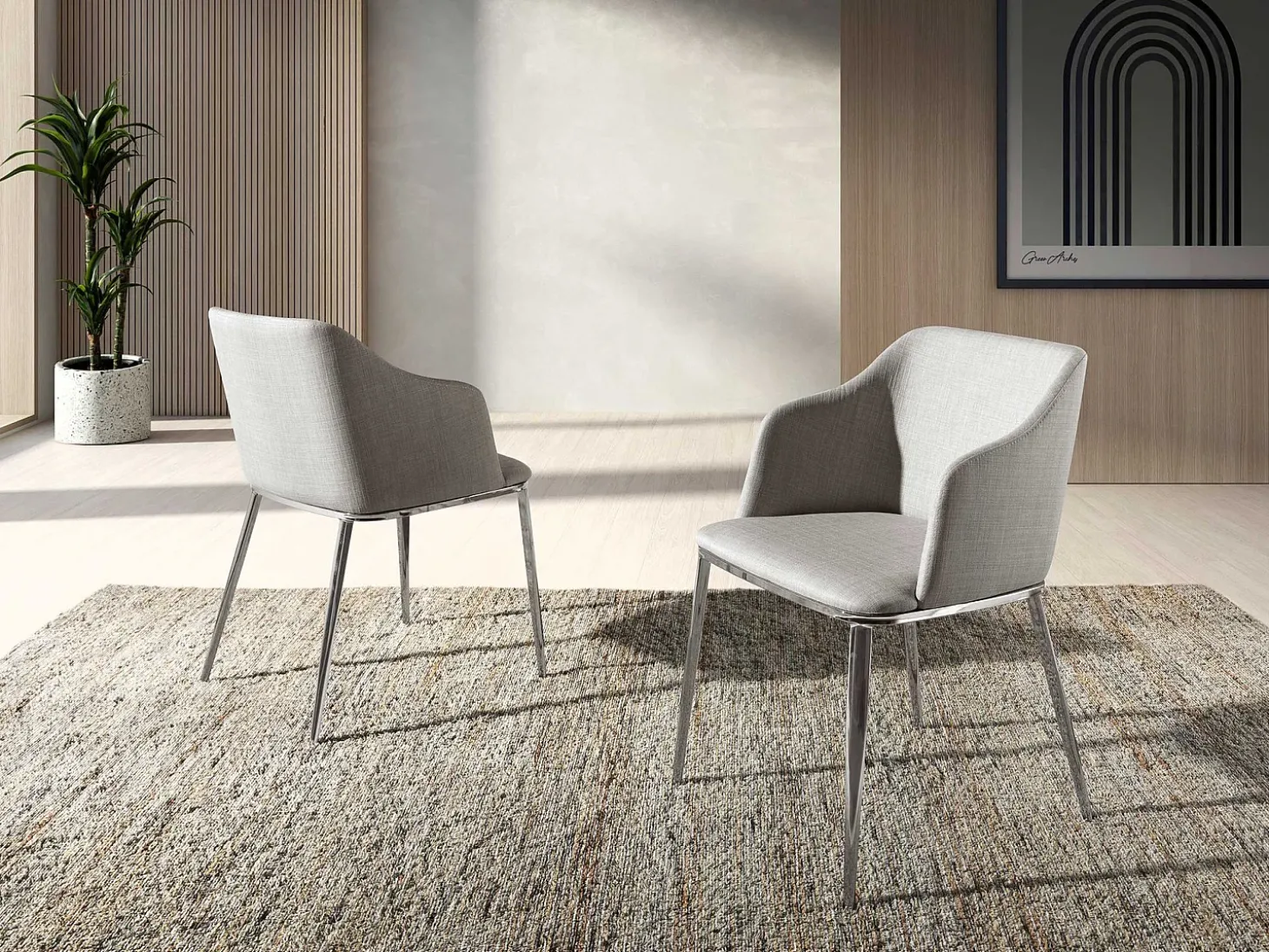 Silla comedor tapizada tela gris 4050 ANGEL CERDA