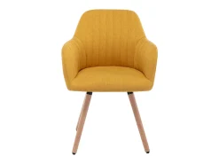 Silla con brazos - Tela y metal efecto madera - Amarillo - ELEANA