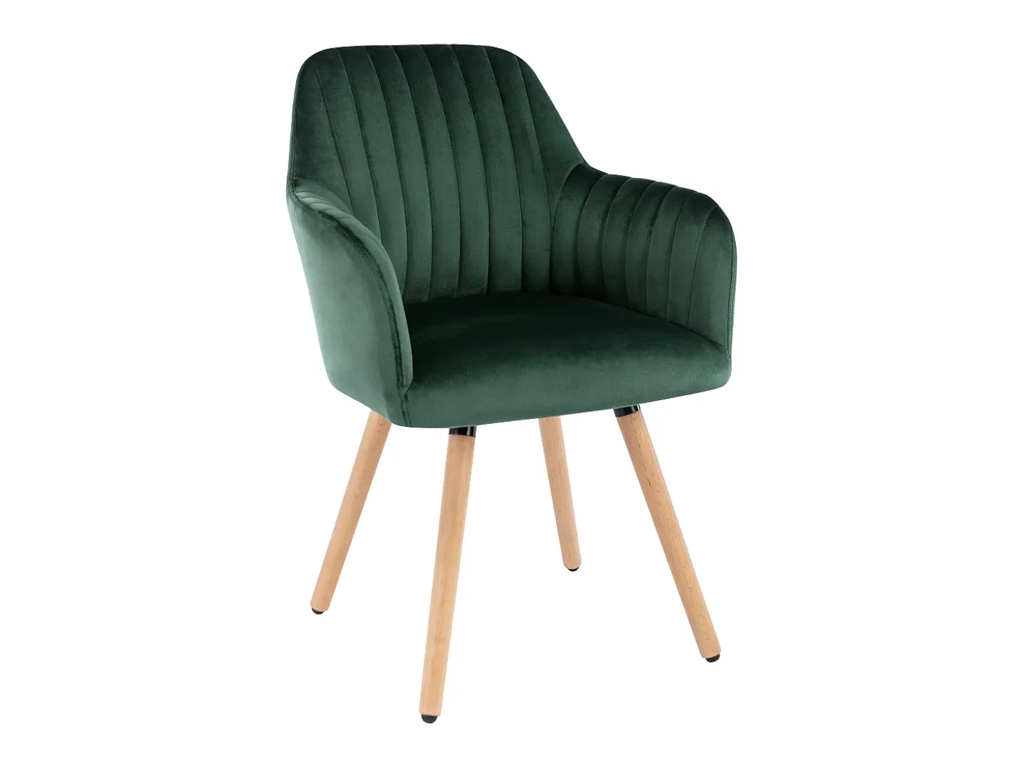 Silla con brazos - Terciopelo y metal efecto madera - Verde oscuro - ELEANA