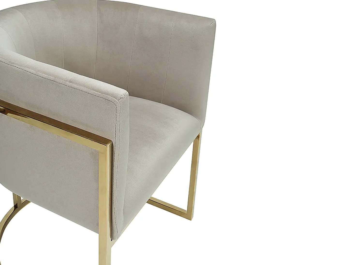 Silla con brazos - Terciopelo y metal - Beige y dorado - PERIA