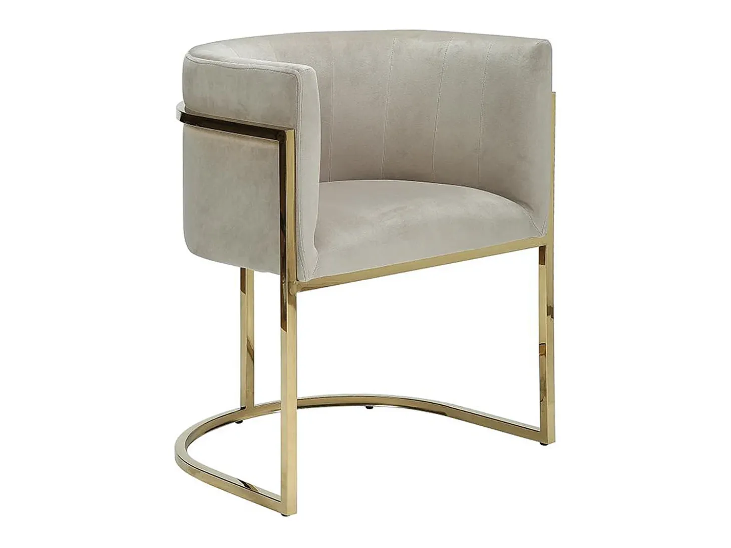 Silla con brazos - Terciopelo y metal - Beige y dorado - PERIA
