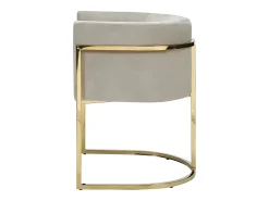 Silla con brazos - Terciopelo y metal - Beige y dorado - PERIA
