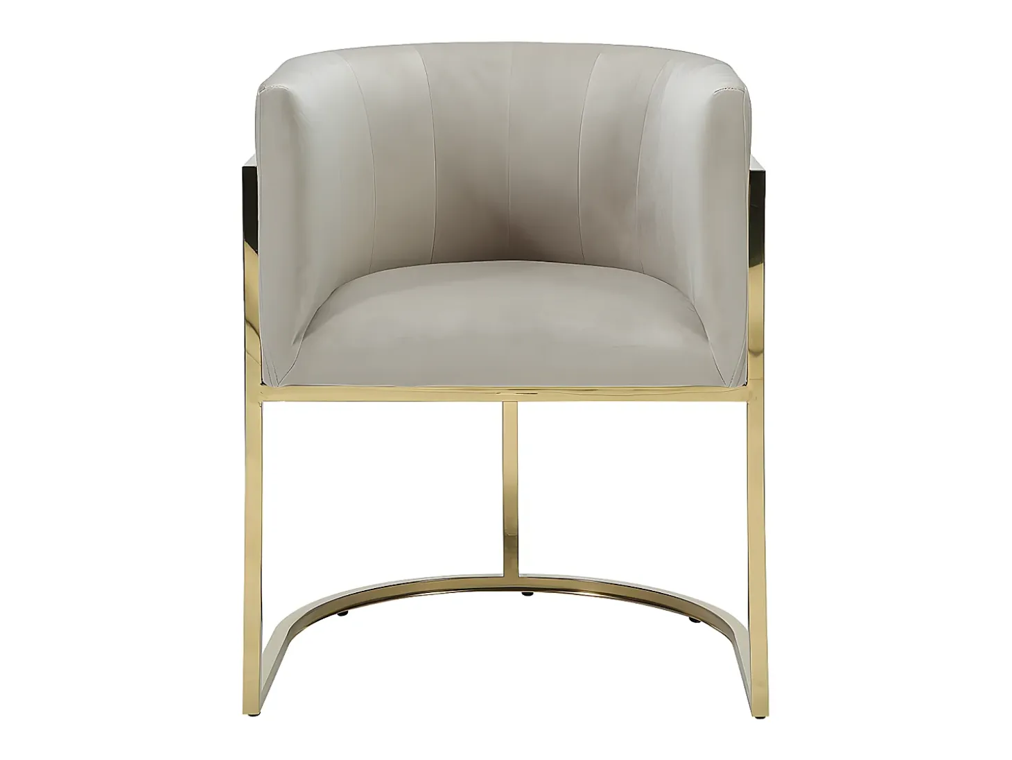 Silla con brazos - Terciopelo y metal - Beige y dorado - PERIA