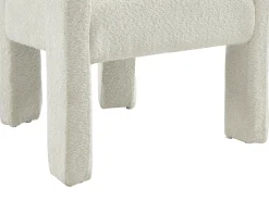 Silla con brazos de tela bouclé y metal - Blanco - SOFANA