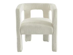 Silla con brazos de tela bouclé y metal - Blanco - SOFANA