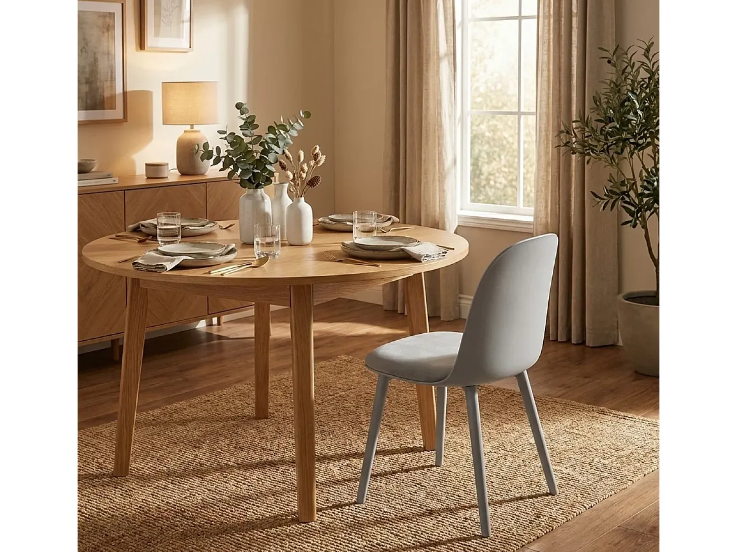 Silla con cojín acolchado de terciopelo cocina sala de estar restaurante Florya - Gris