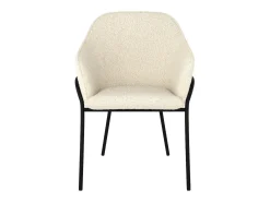 Silla con efecto bouclette de lana blanca y patas de metal - Toscane