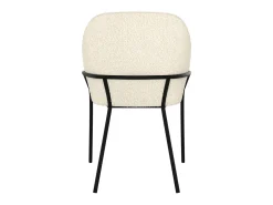 Silla con efecto bouclette de lana blanca y patas de metal - Toscane