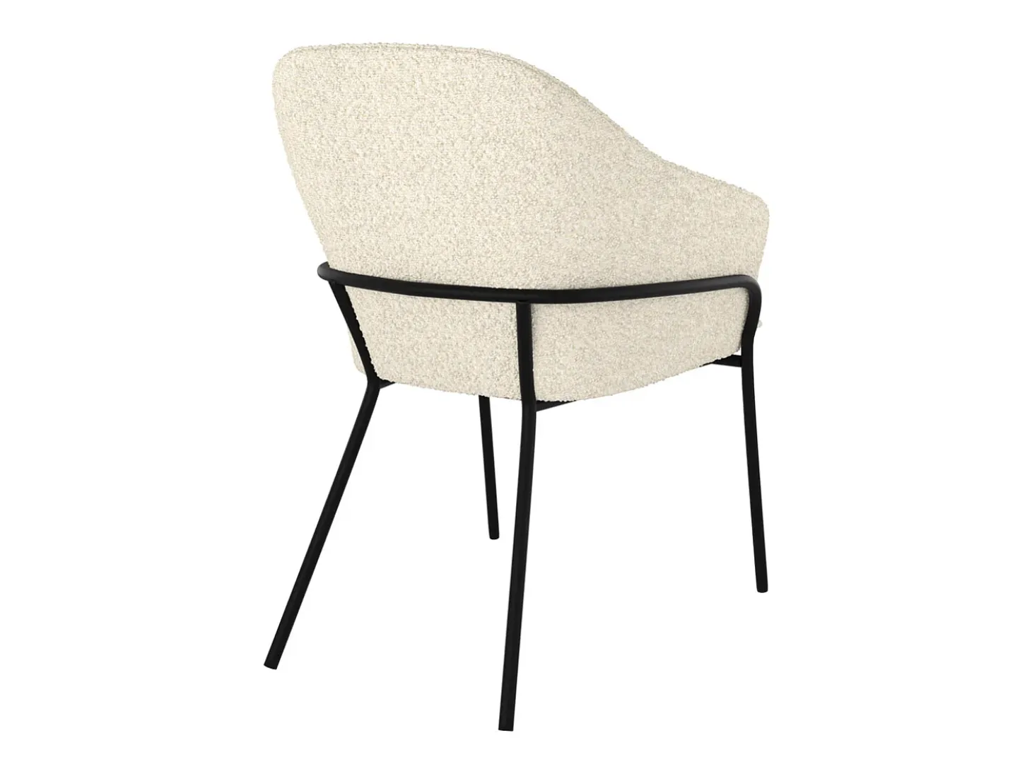 Silla con efecto bouclette de lana blanca y patas de metal - Toscane