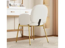 Silla con patas de metal dorado - Tela Teddy Beige
