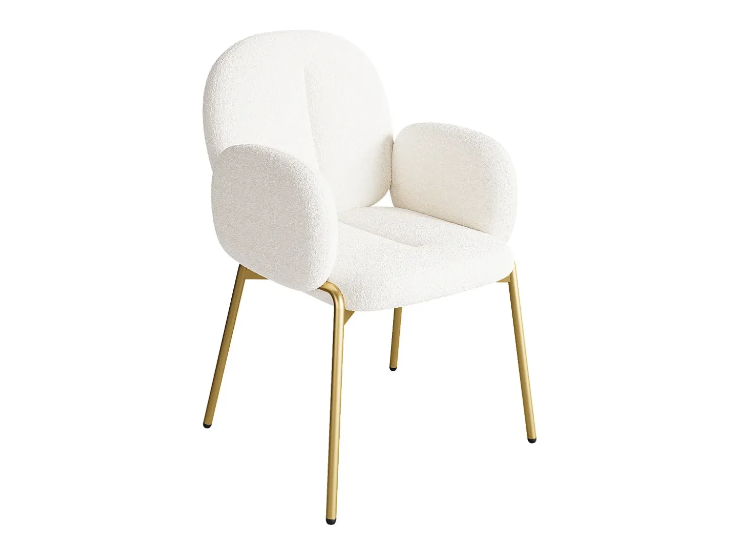 Silla con patas de metal dorado - Tela Teddy Beige