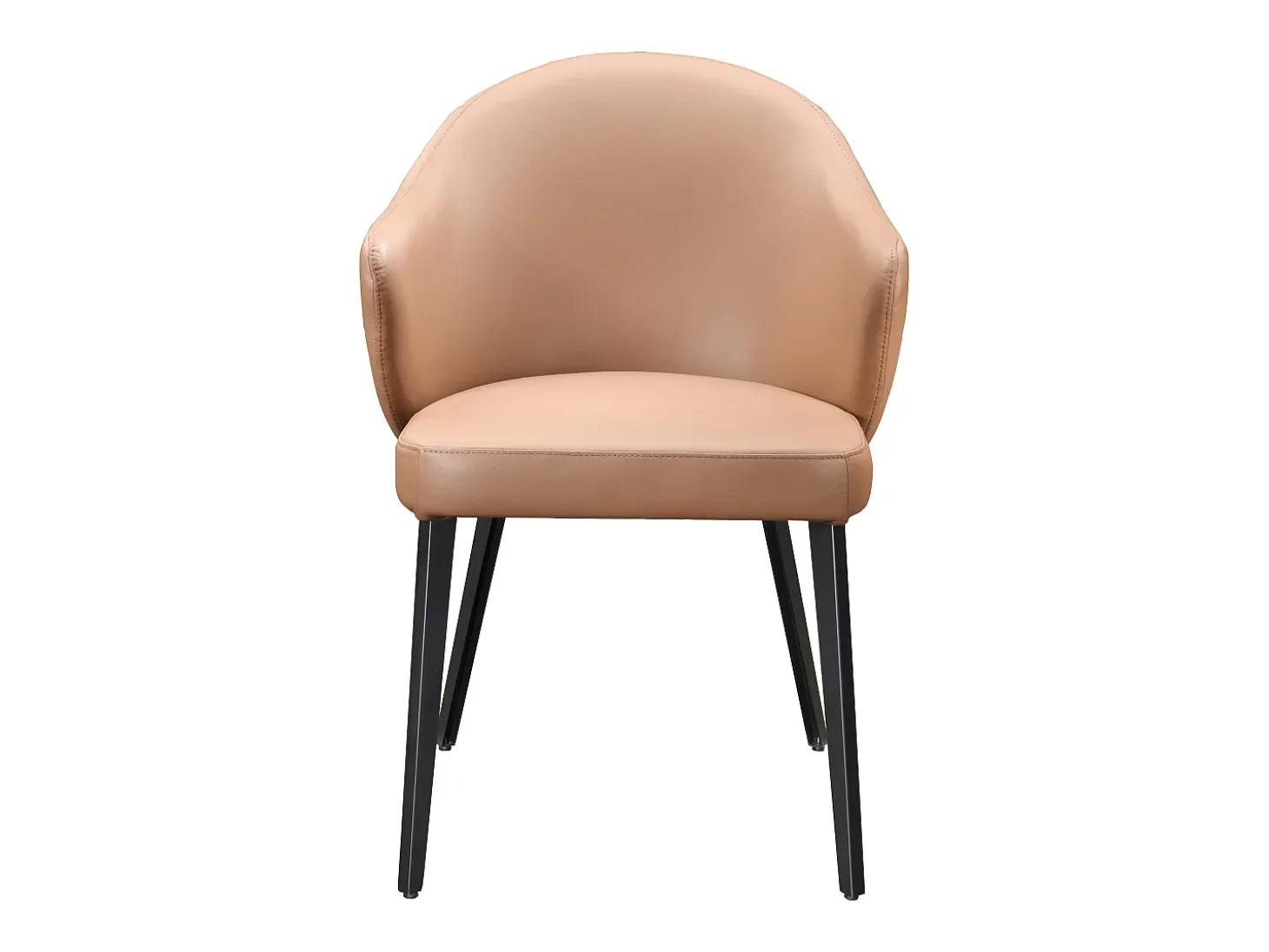 Silla con reposabrazos de piel y metal negro - Camel - MIBELLY de Maison Céphy