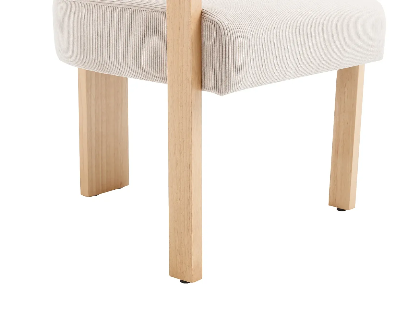 Silla con reposabrazos en pana y madera de hevea natural - Beige - LIVELIA de Pascal MORABITO
