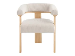 Silla con reposabrazos en pana y madera de hevea natural - Beige - LIVELIA de Pascal MORABITO