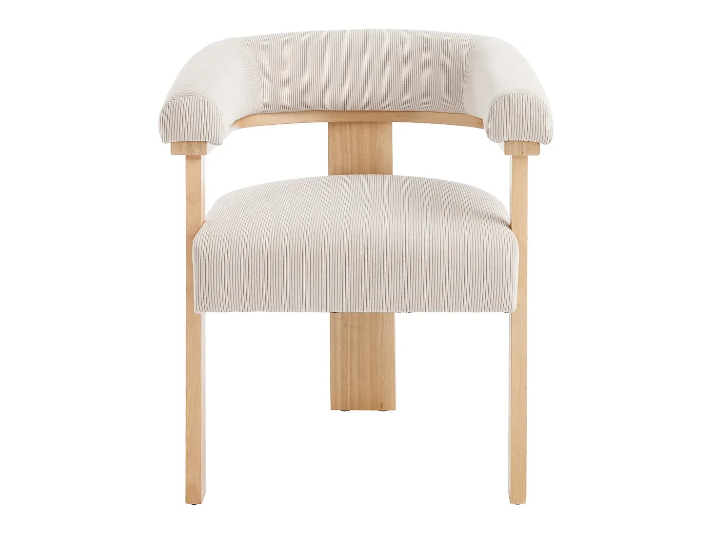 Silla con reposabrazos en pana y madera de hevea natural - Beige - LIVELIA de Pascal MORABITO