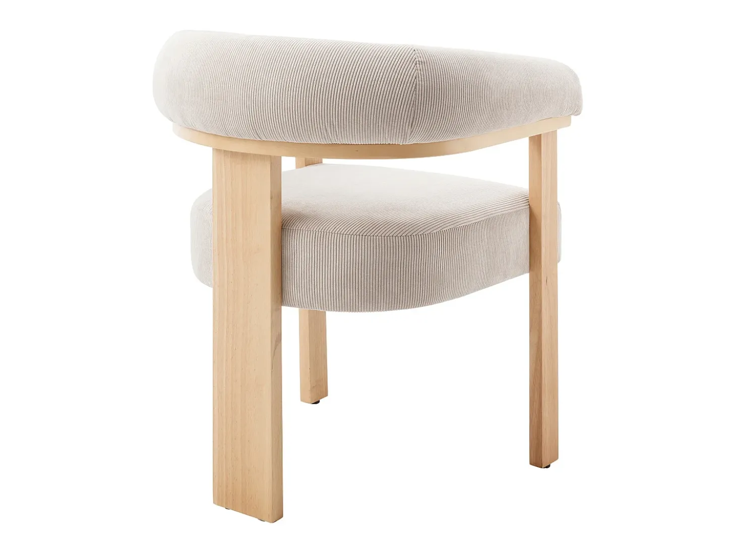 Silla con reposabrazos en pana y madera de hevea natural - Beige - LIVELIA de Pascal MORABITO