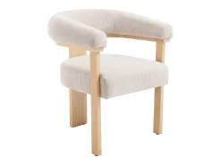 Silla con reposabrazos en pana y madera de hevea natural - Beige - LIVELIA de Pascal MORABITO