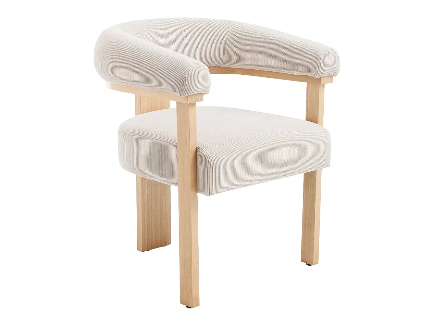 Silla con reposabrazos en pana y madera de hevea natural - Beige - LIVELIA de Pascal MORABITO