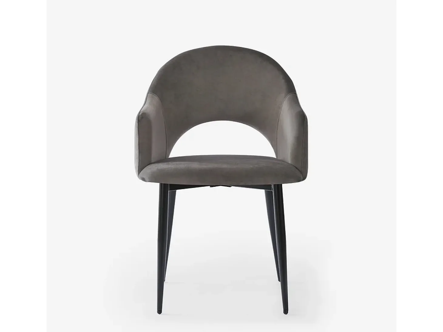 Silla con reposabrazos moderna de terciopelo para salón-comedor y cocina Rozan - Beige