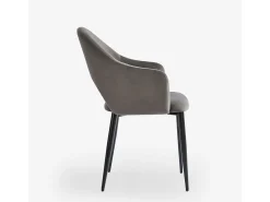 Silla con reposabrazos moderna de terciopelo para salón-comedor y cocina Rozan - Beige