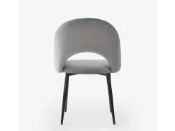 Silla con reposabrazos moderna de terciopelo para salón-comedor y cocina Rozan - Gris