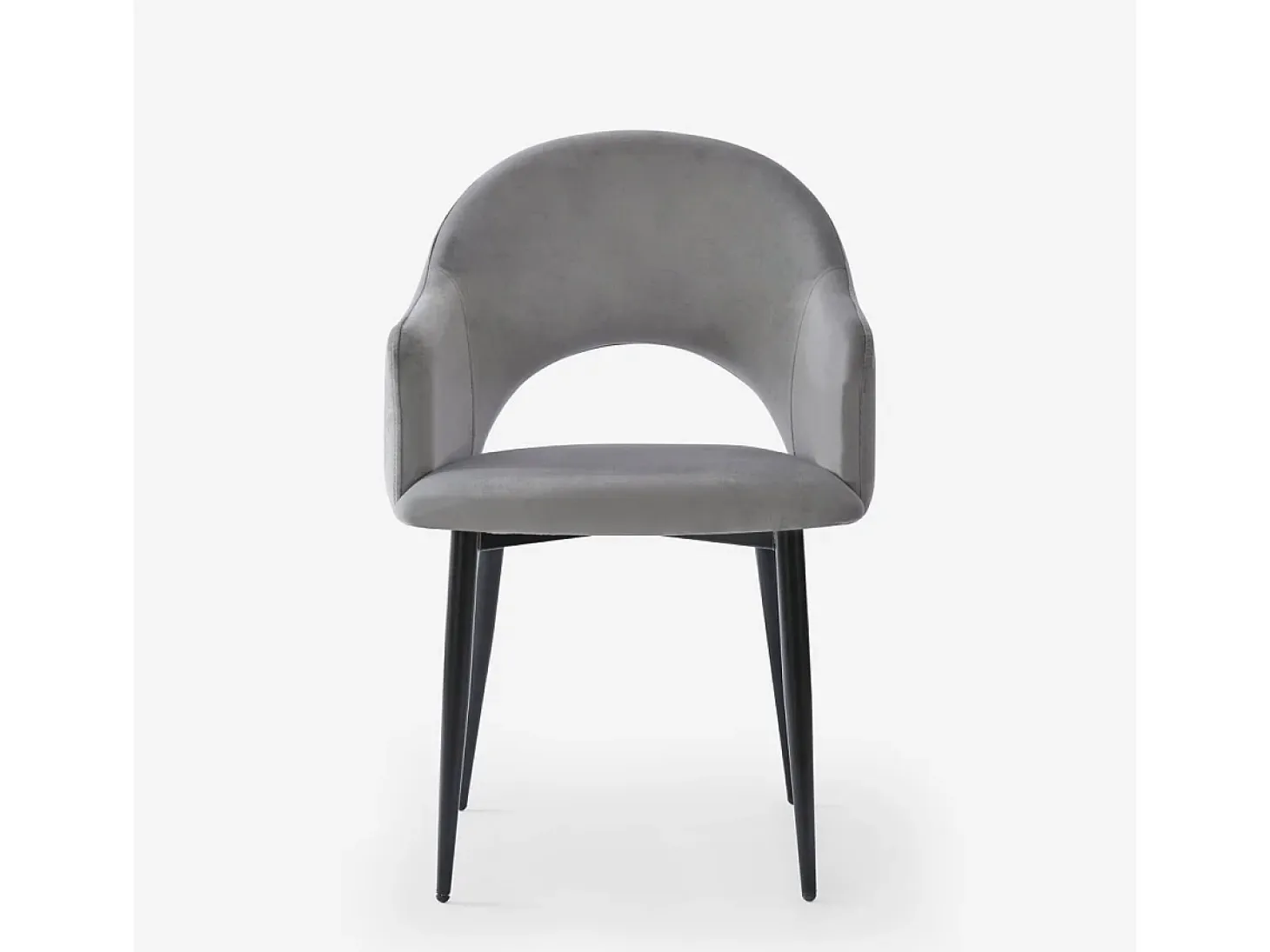 Silla con reposabrazos moderna de terciopelo para salón-comedor y cocina Rozan - Gris
