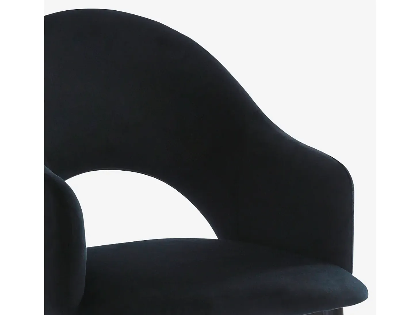 Silla con reposabrazos moderna de terciopelo para salón-comedor y cocina Rozan - Negro