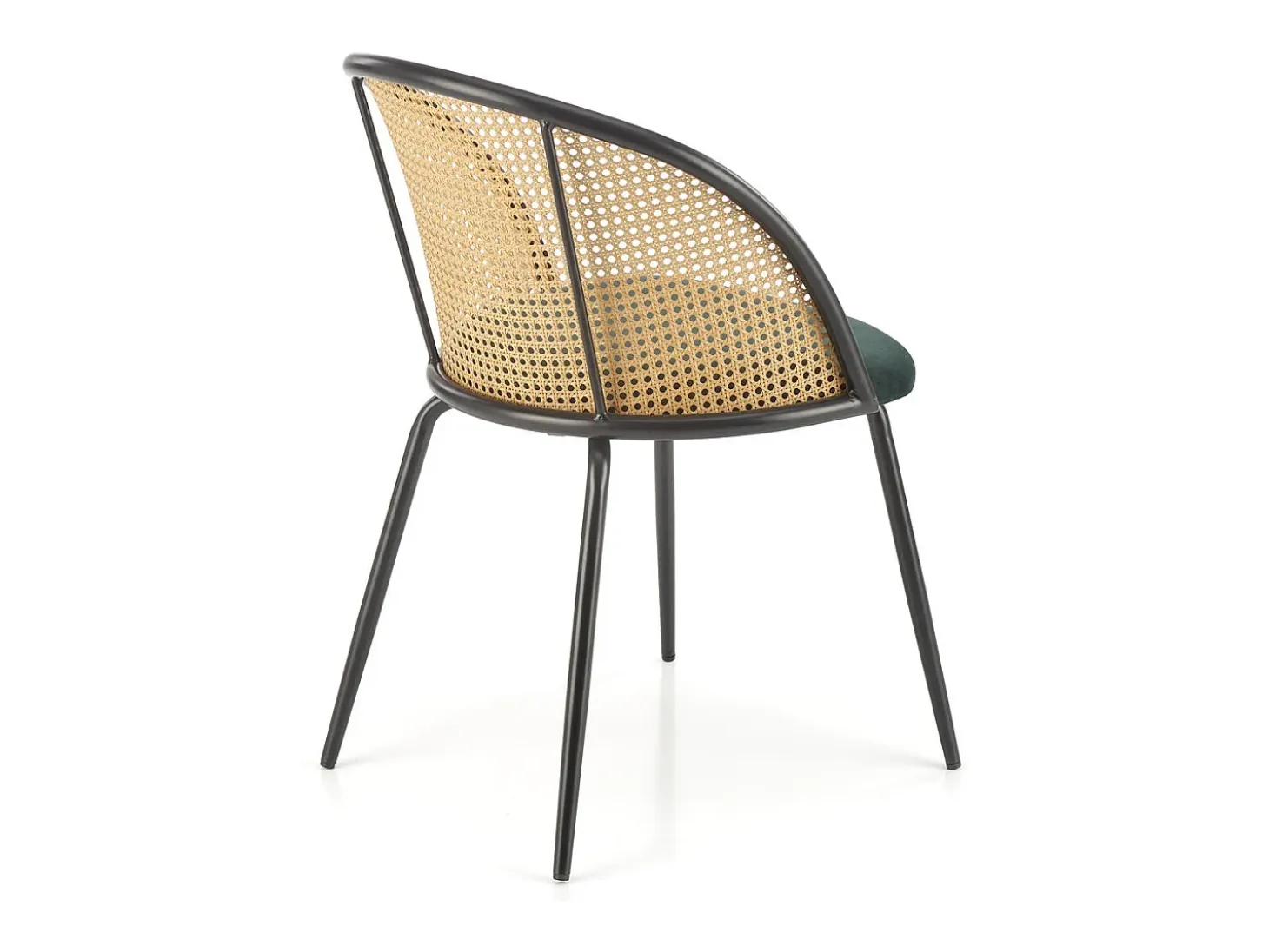 Silla con respaldo de caña y asiento verde Carmelo