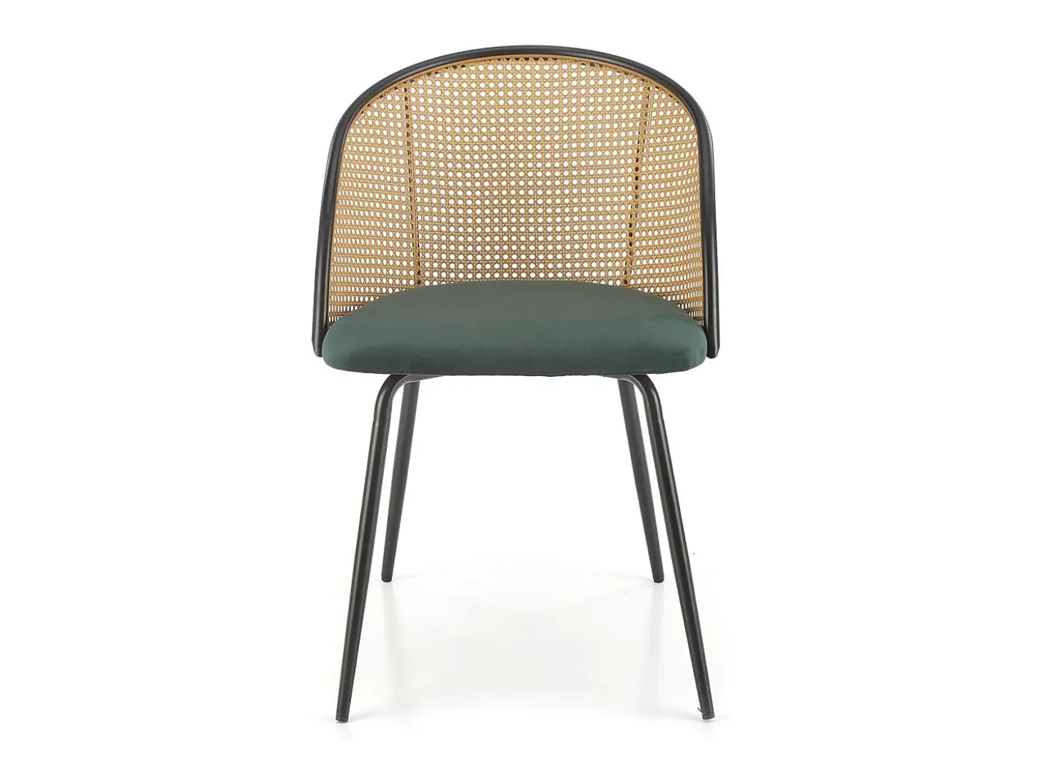 Silla con respaldo de caña y asiento verde Carmelo