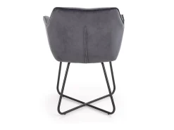 Silla contemporánea de terciopelo gris con base de diseño PLATINUM de acero negro