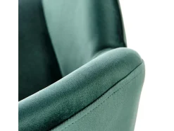 Silla contemporánea de terciopelo verde con brazos y patas de metal negro DOVE