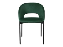 Silla contemporánea de terciopelo verde con patas de metal negro FERGIE