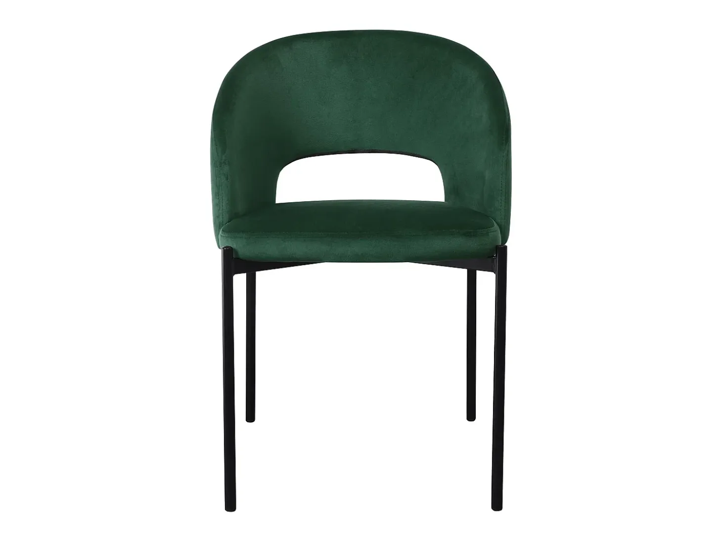Silla contemporánea de terciopelo verde con patas de metal negro FERGIE