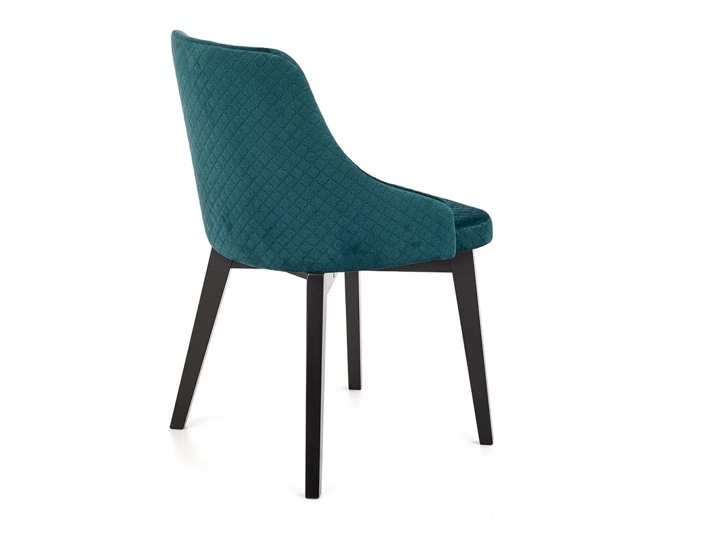 Silla contemporánea de terciopelo verde oscuro con patas de madera maciza LENNY