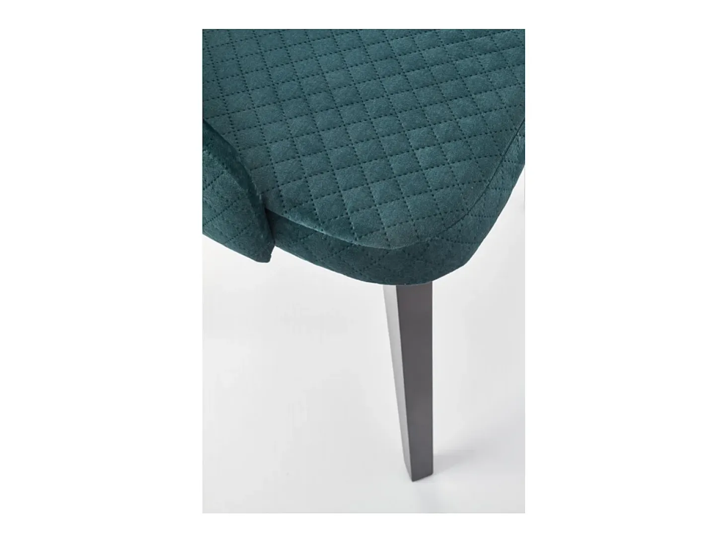 Silla contemporánea de terciopelo verde oscuro con patas de madera maciza LENNY