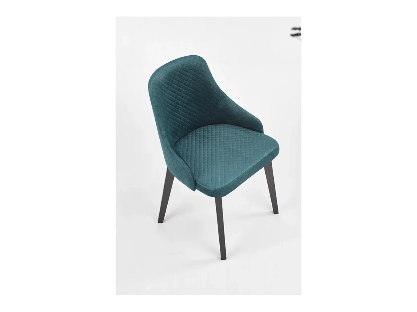 Silla contemporánea de terciopelo verde oscuro con patas de madera maciza LENNY