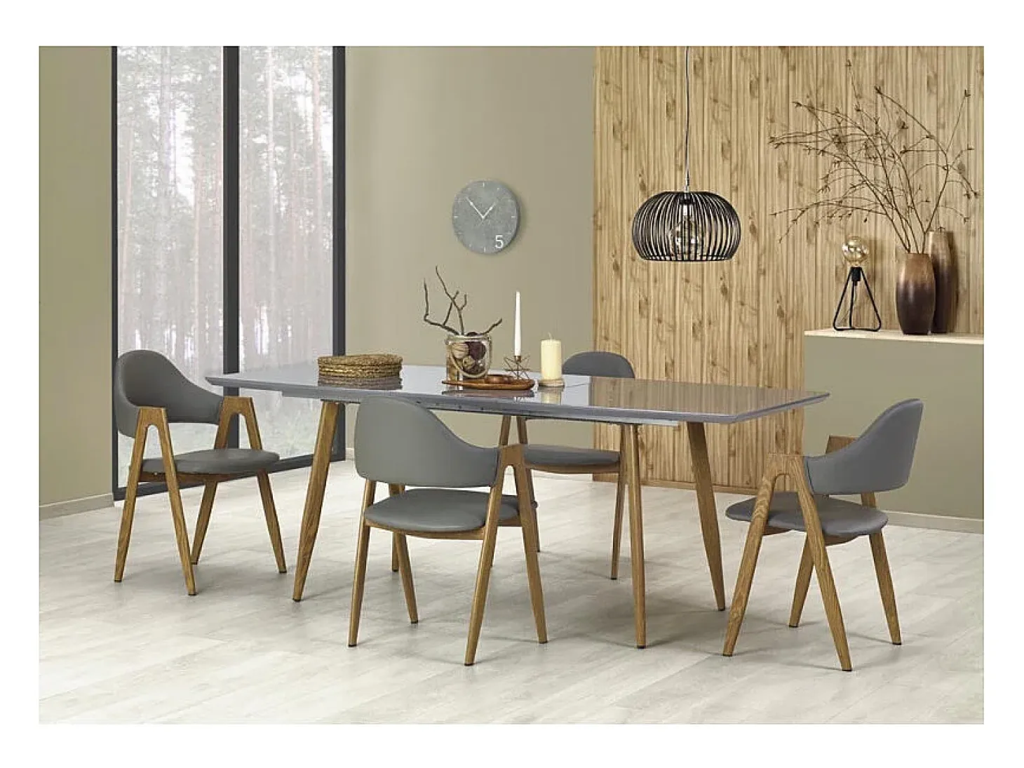 Silla contemporánea Scotia de madera y gris