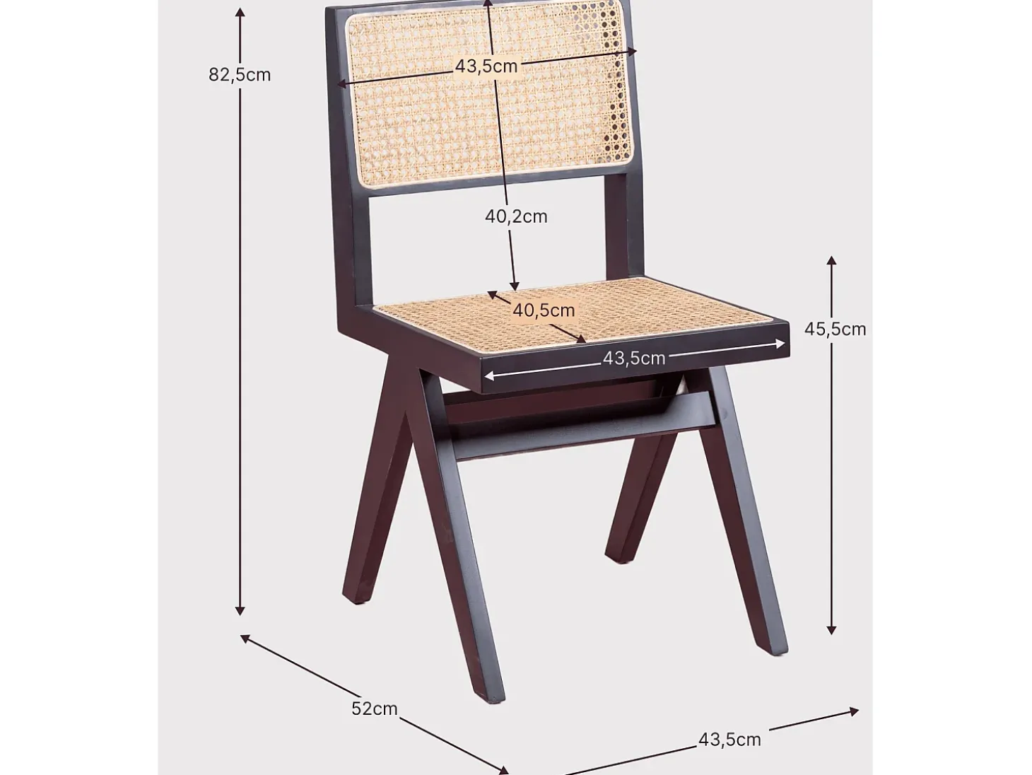 Silla cásica en rattan natural y madera de fresno - Compass - Fresno Natural