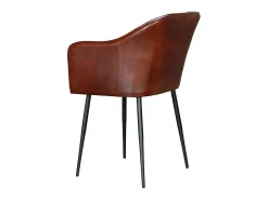 Silla cuero natural con patas de metal color marrón