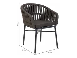 Silla de aluminio con cuerda blanca gris