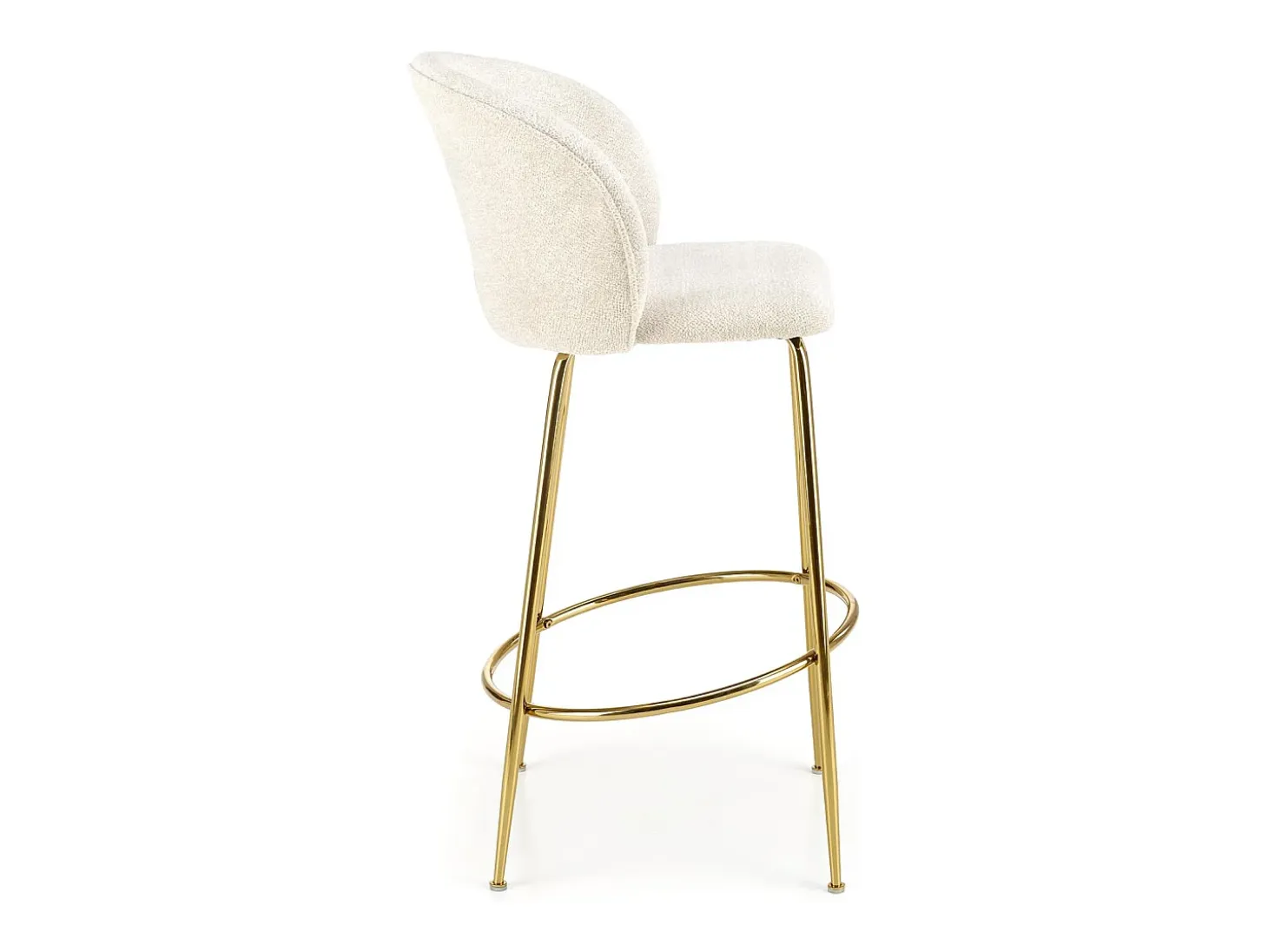 Silla de bar de diseño color crema con estructura de metal dorado Rodéo