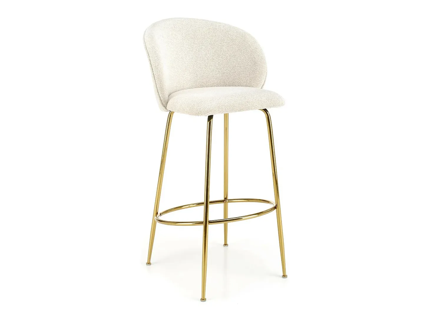 Silla de bar de diseño color crema con estructura de metal dorado Rodéo