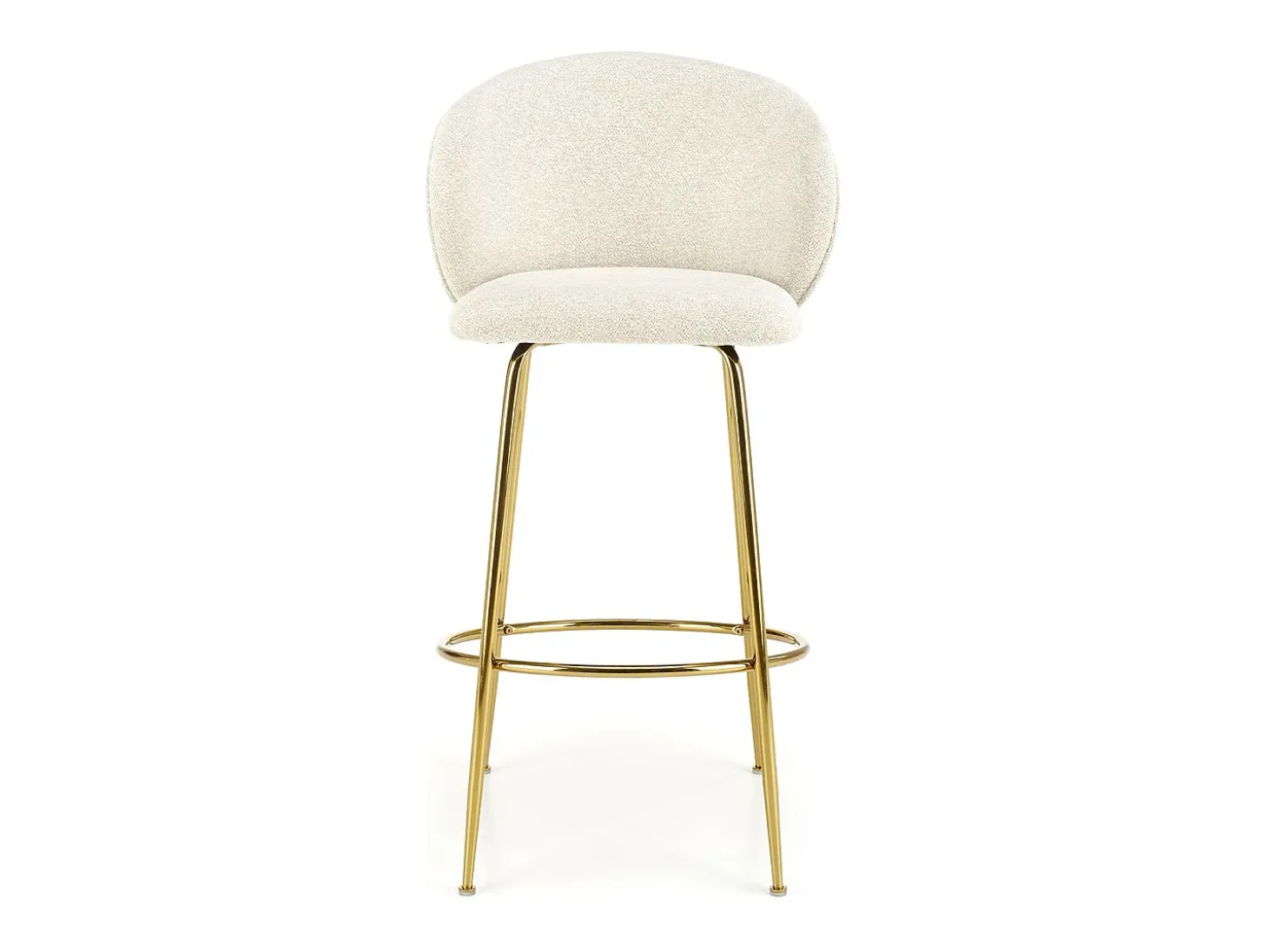 Silla de bar de diseño color crema con estructura de metal dorado Rodéo