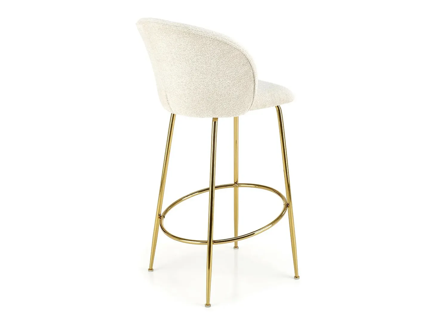 Silla de bar de diseño color crema con estructura de metal dorado Rodéo