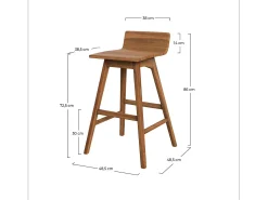 Silla de bar de madera de teca 72,5 cm - Greta
