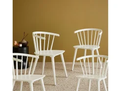 Silla de bar de madera, set de 4 blanco
