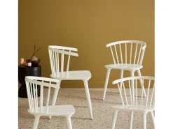 Silla de bar de madera, set de 4 blanco